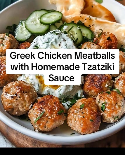 Greek Chicken Meatballs with Homemade Tzatziki Sauce