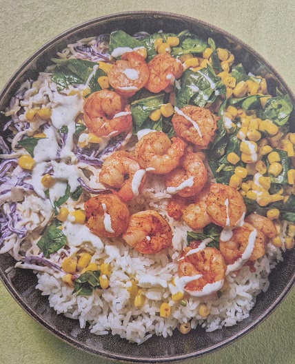 American-Spiced Prawns & Garlic Rice