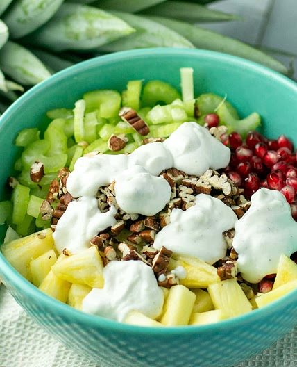 Fresh Pineapple, Pomegranate & Celery Salad