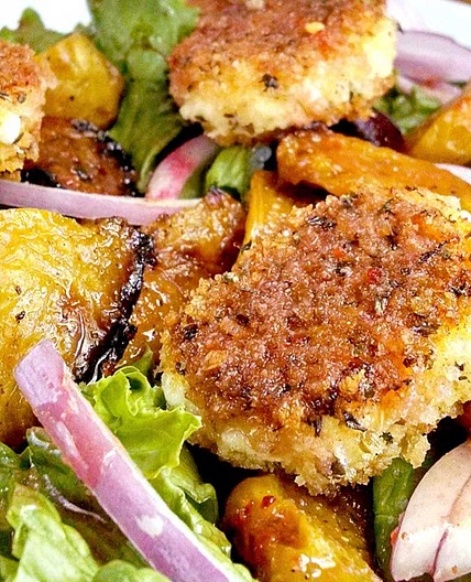Roasted Beet and Crispy Goat Cheese Salad