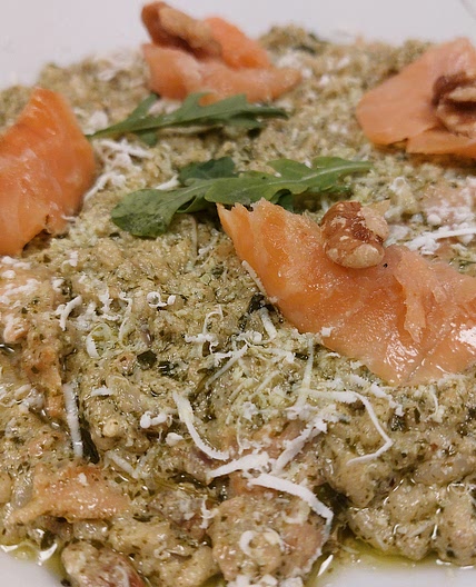 Risotto - Rucola pesto and salmon