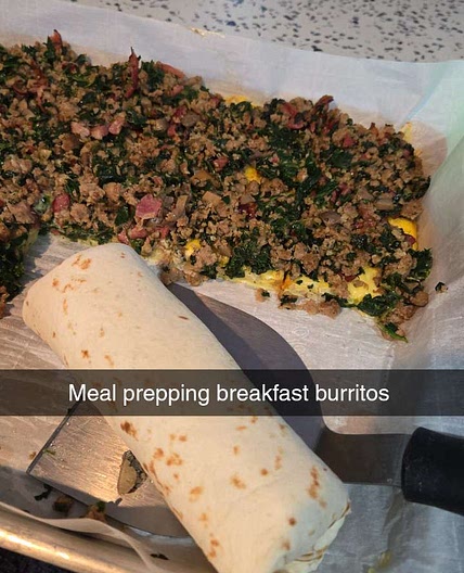 Breakfast burrito meal prep