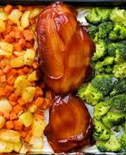 BBQ Chicken & Sweet Potatoes Sheet Pan