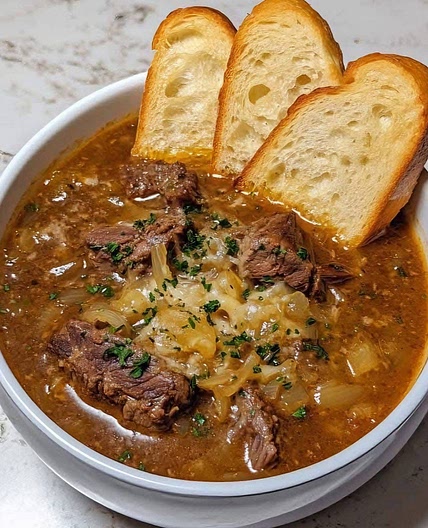 French Onion Beef Short Rib Soup