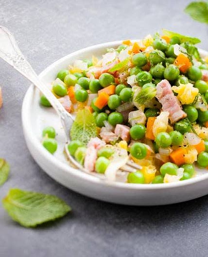 Petits pois carottes lardons