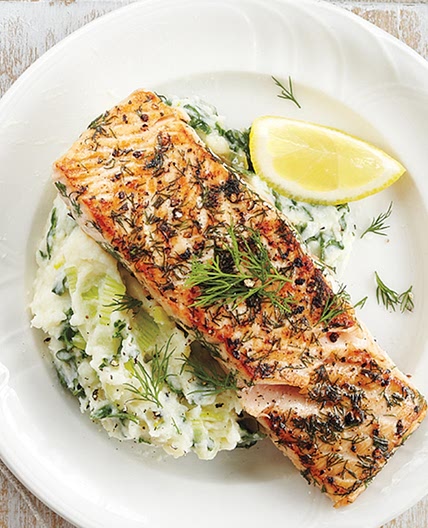 Seared Salmon With Cauliflower Colcannon | Canadian Living