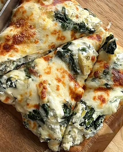 High Protein Spinach Artichoke Pizza