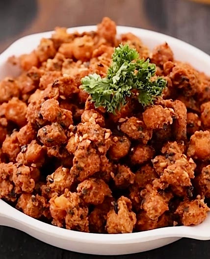 Crispy baked spiced sesame chickpeas