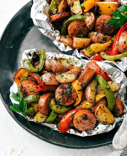 Foil Pack Italian Sausage and Veggies