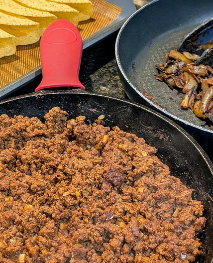 Sautéed Taco Meat and Fajita Veggies
