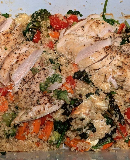 Baked feta chicken quinoa