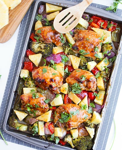 Sheet Pan Hawaiian Chicken Thighs