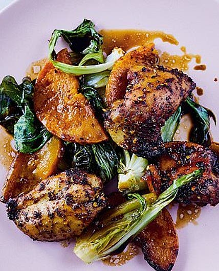 Sichuan Chicken, Roasted Squash & Greens