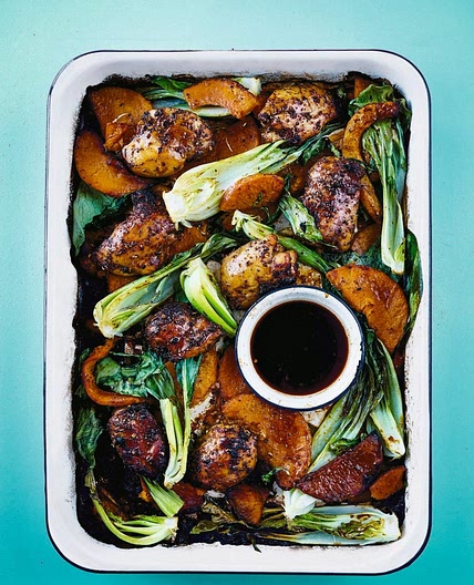 One Roasting Tin - Sichuan Chicken, Roasted Squash & Greens
