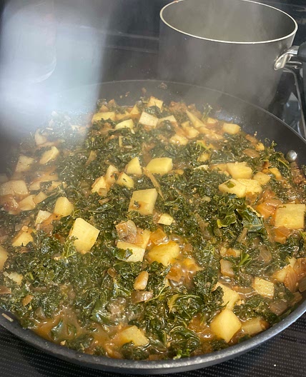 Cooked kale & potato