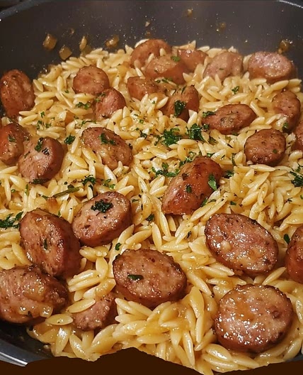 Garlic butter sussage and orzo