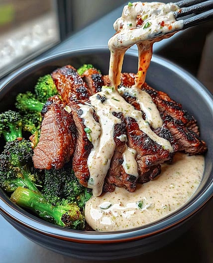 Asian Beef and Broccoli Bowl with Ginger Cream Sauce