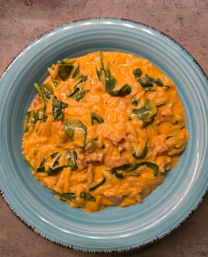 Orzo met Chorizo en spinazie