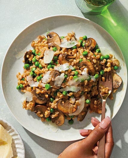 Instant Pot® Farro Risotto with Mushrooms & Peas