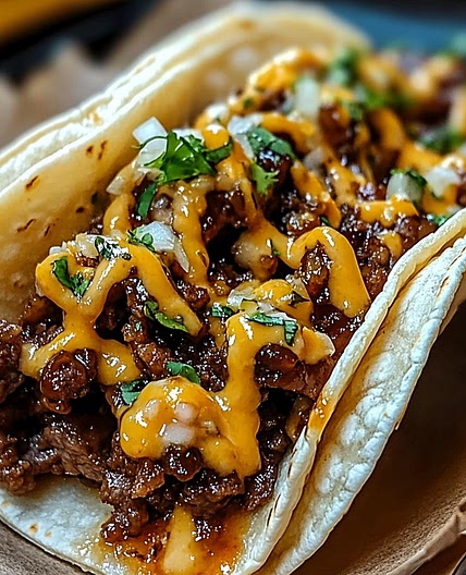 Garlic Butter Honey BBQ Beef Tacos