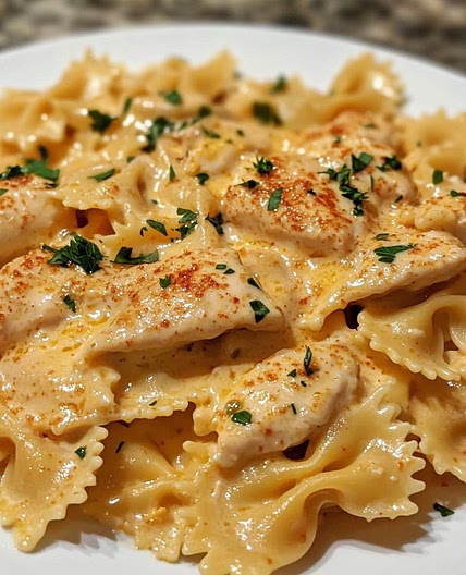 Lemon Garlic Chicken with Cheesy Bowtie Pasta