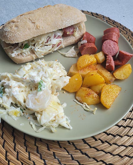 Sausage sandwich lunch