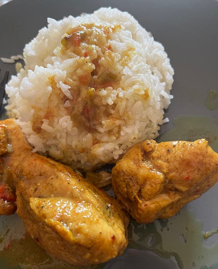 Caribbean Curry Chicken w/ White Rice