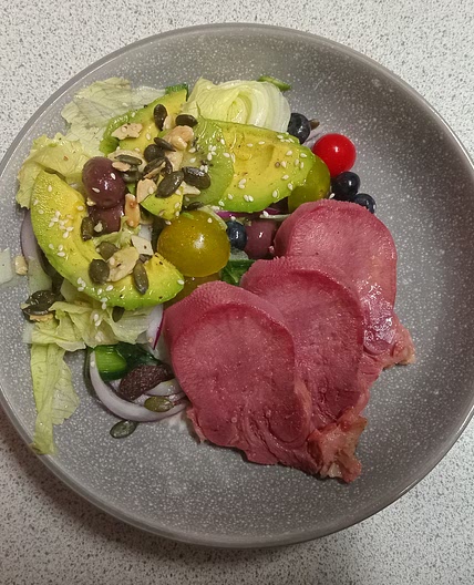 Ox tongue with Greek salad