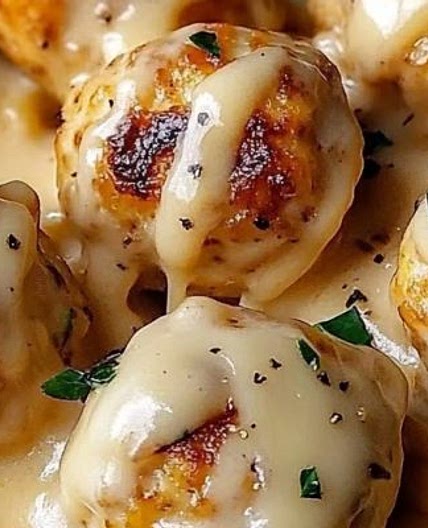 Garlic Butter Chicken Balls with Creamy Parmesan Pasta