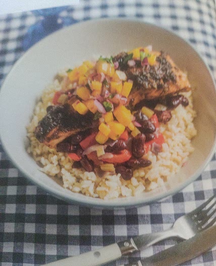 Mexican-style spicy Salmon with Mango sauce