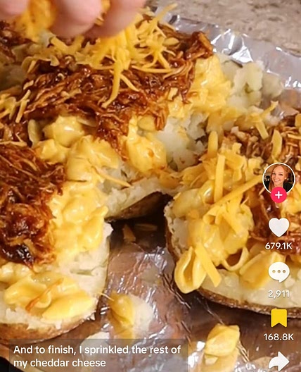 Bbq mac and cheese baked potatoes