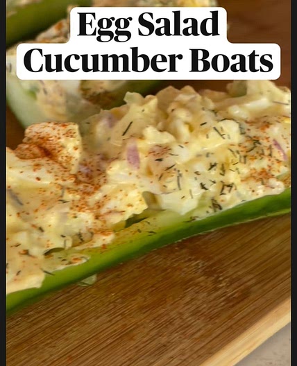 Egg salad cucumber boats