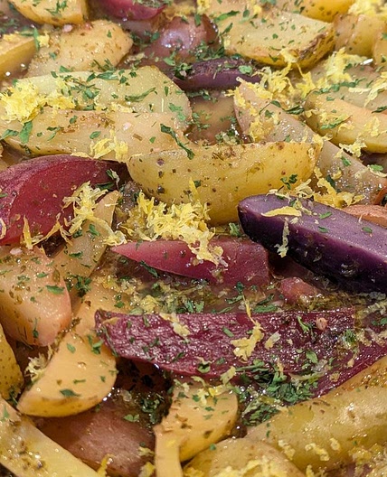 Lower Oil Greek Lemon Potatoes