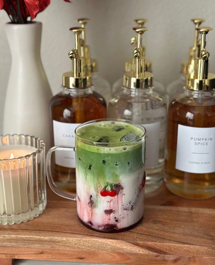Cherry Vanilla Matcha Latte