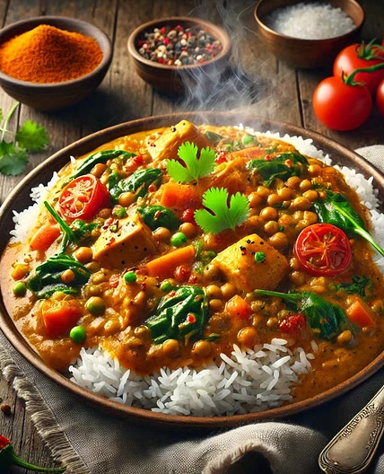 Indian Spiced Chicken & Lentil Curry with Basmati Rice