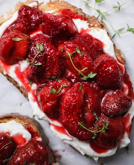 Roasted Strawberry Whipped Ricotta Toast