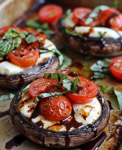 Caprese Stuffed Garlic Butter Portobellos