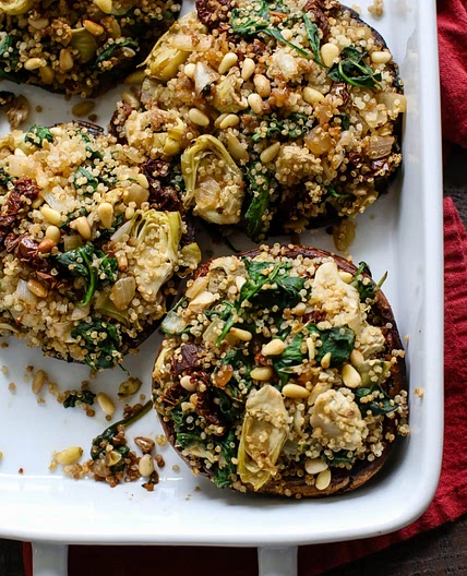 Roasted Garlic and Herb Stuffed Mushrooms with Quinoa
