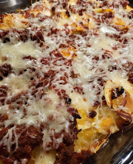 Baked Ravioli with Meat Sauce