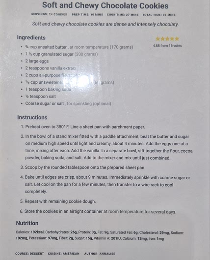 Soft and Chewy Chocolate Cookies