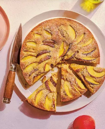 My version of Aran’s One Bowl Peach & Olive Oil Cake