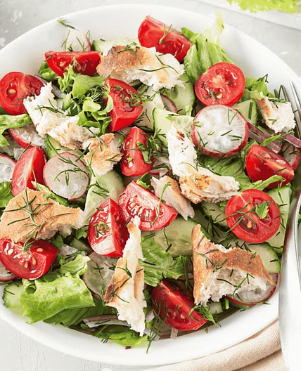 Lebanese Mixed Salad with Pita Croutons