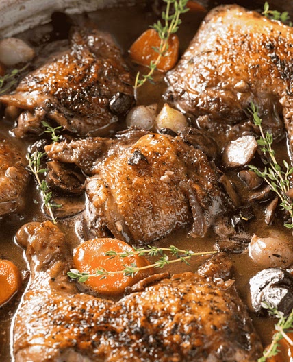 French Chicken Braised in Wine