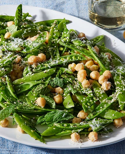 Miso-Garlic Snap Pea Salad With Pecorino & Mint