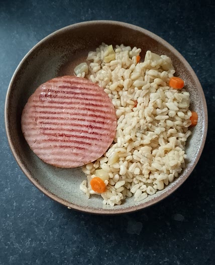 Steak de jambon , ebly et courgette