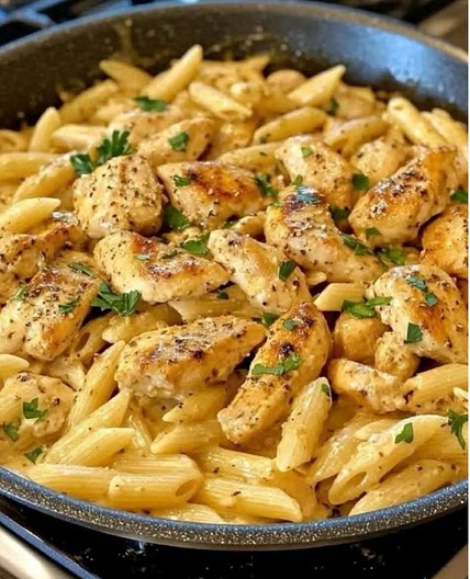 One-Pot Garlic Chicken with Parmesan Penne