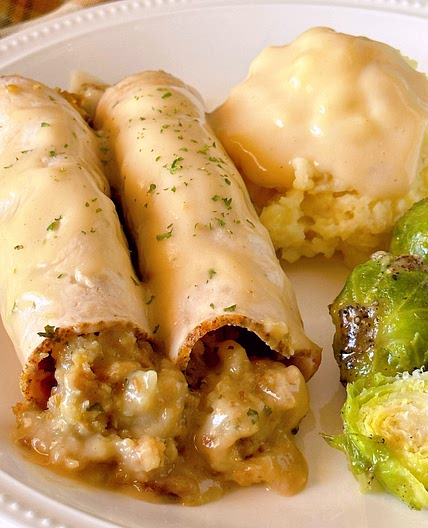 Easy Turkey & Stuffing Roll Ups with Creamy Gravy