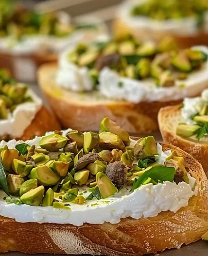 Goat Cheese and Pistachio Bruschetta Recipe