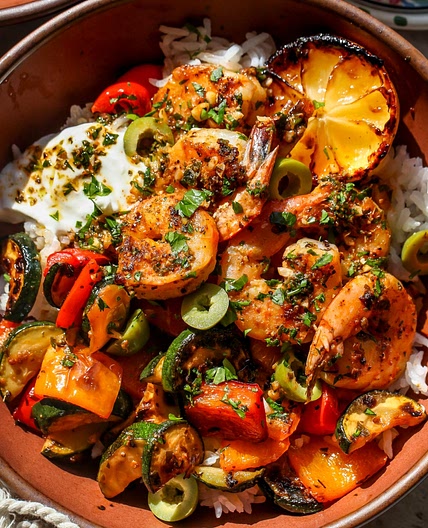 30 Minute Greek Shrimp Bowls