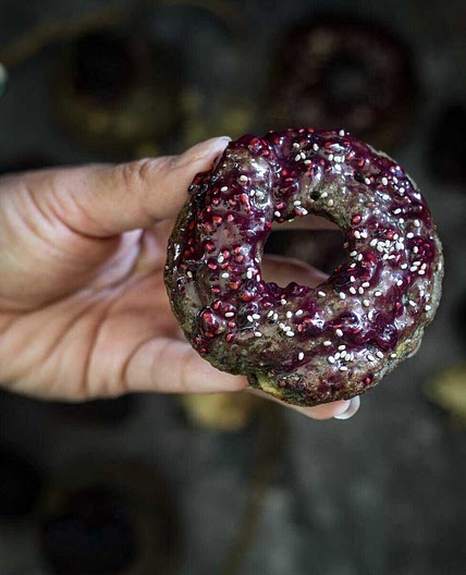Blackberry Glazed Blackberry Donuts [Gluten Free]
